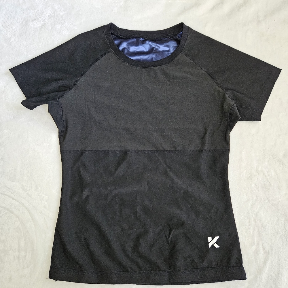 Kewlioo Sauna Heat Trapping Sweat T-Shirt Women's Black XL Snug & Tight Fit